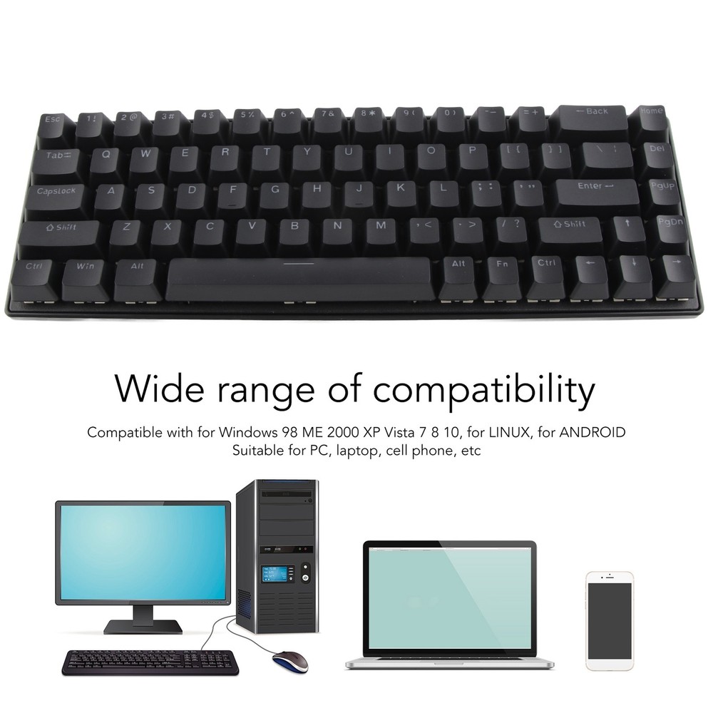 Compact 68-Key Black Mechanical RGB Keyboard with Custom Key Set