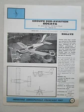 USIAS SUD AVIATION SOCATA RALLYE AIRCRAFT AVION FLUGZEUG ADVERTISING DOCUMENT