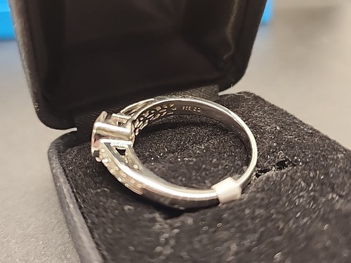 Dillenium Cut White Diamond Simulant in Rhodium over 925 Sz12 - Picture 7 of 10