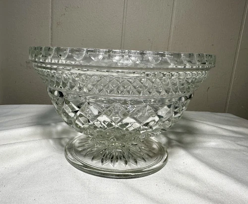 Vtg Anchor Hocking Glass Wexford Footed Pedestal Bowl Candy Compote Excellent