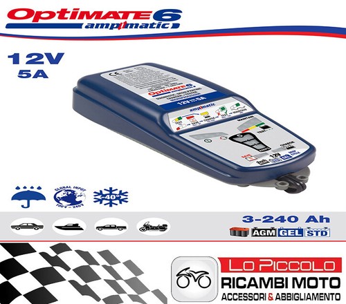 MANTENITORE DI CARICA BATTERIE AUTOMATICO OPTIMATE 6 AMPMATIC 12V 3-240 AH AUTO - Foto 1 di 1