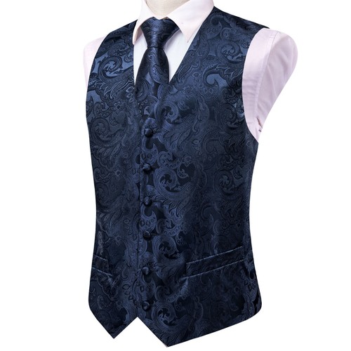 NEW Men's Paisley Design Dress Vest and Neck Tie Hankie Set For Suit or Tuxedo - Bild 113 von 129