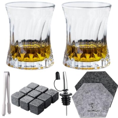 Whiskey Glasses 7oz Premium Scotch Glasses Set of 2 - Old Fashioned Whiskey NEW!