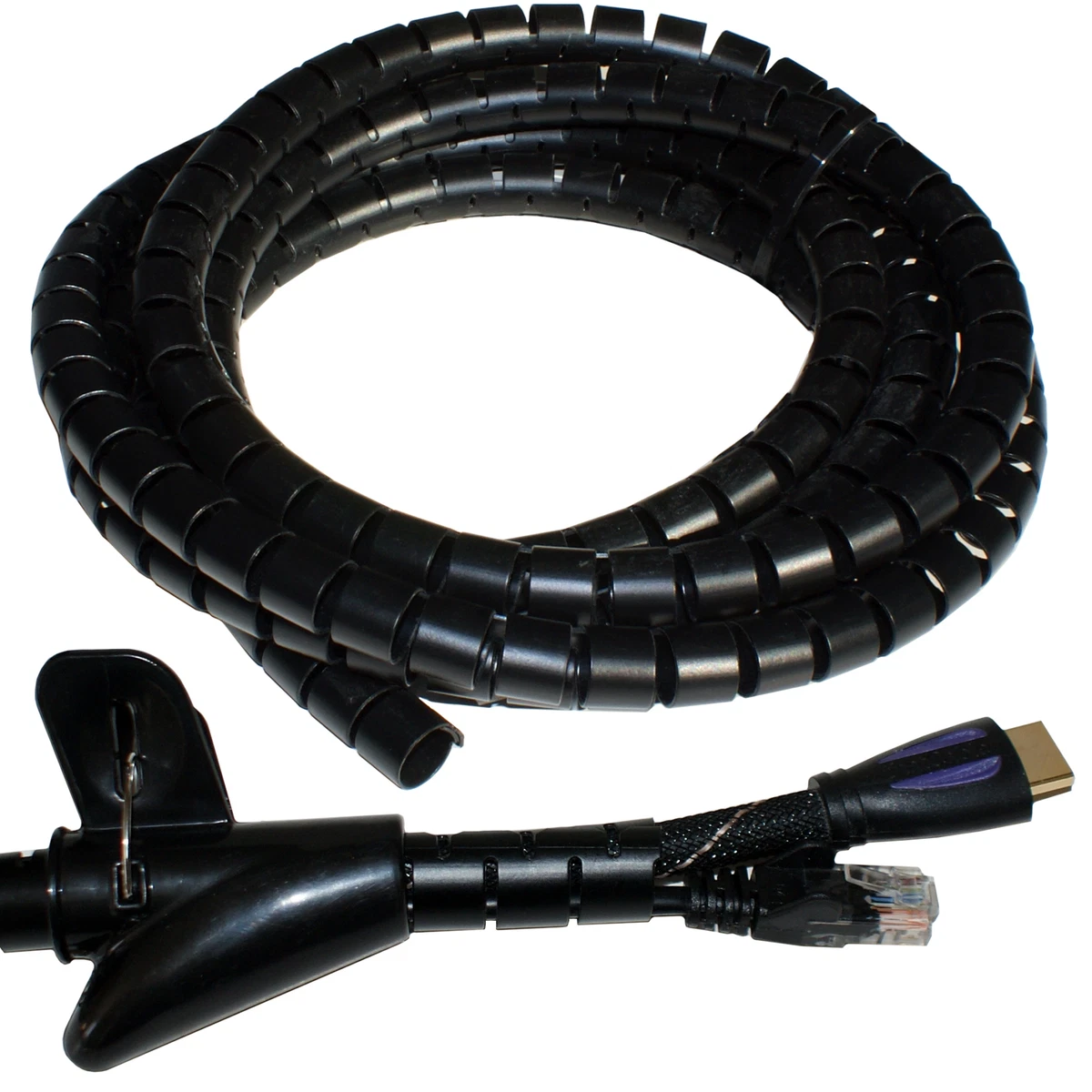 2.5m 15mm Cable Tidy Kit Tool Wire Lead Binding Wrap Hide Management Desk TV