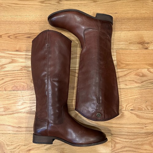 New Womens Frye Melissa Button 2 Brown Leather Knee High Riding Boots Size 7 M - Picture 5 of 8