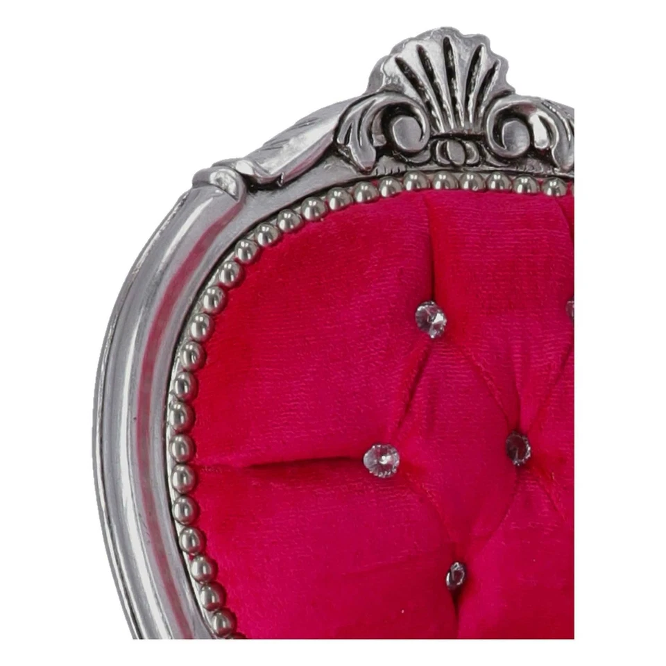 Poltroncina sedia musicista barocco argento velluto fucsia - Immagine 4 di 4