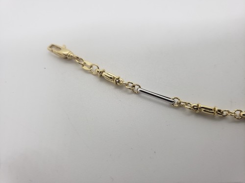 Pulsera De Hombre En Malla De Oro Amarillo Y Blanco 18KT 750 4 Gramos (2670) - Imagen 2 de 8