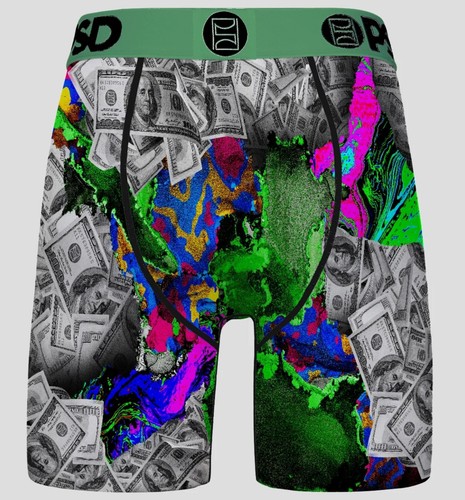 PACK DE 3 CALZONCILLOS BOXER PSD de microfibra suave DINERO MOSH $100 GOTAS BENJAMINS NEGRAS 7" - Imagen 8 de 19
