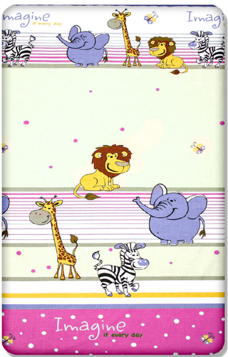 BABY FITTED COT SHEET PRINTED DESIGN 100% COTTON MATTRESS 120x60 cm,Safari Pink