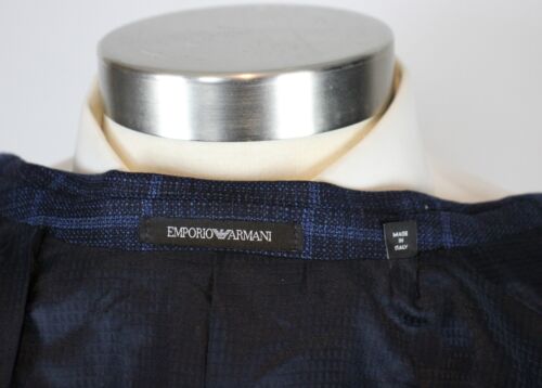 Emporio Armani Blazer 38 R Blue Windowpane Wool G Line Sport Coat Italy $1495 - Picture 14 of 14