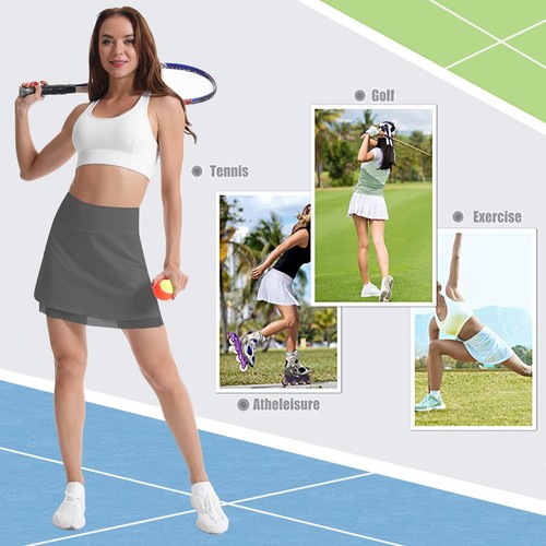High Waisted Layered Athletic Pleated Skorts for Women with - 第 8/13 張圖片