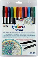 Uchida 1122-012I Color In Le Plume II Marker Fine/Brush, Primary Set of 12