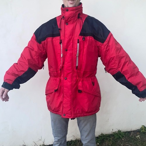 R&Y Sport Men's Sz. L Red Ski Coat 100%Nylon/Polyester Lining.Full Zip,Tie-waist