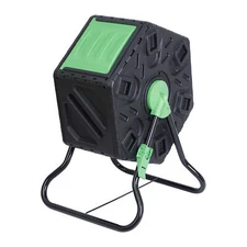 18.5 Gallon Light Weight Garden Compost Bin Tumbler Single Chamber Black&Green