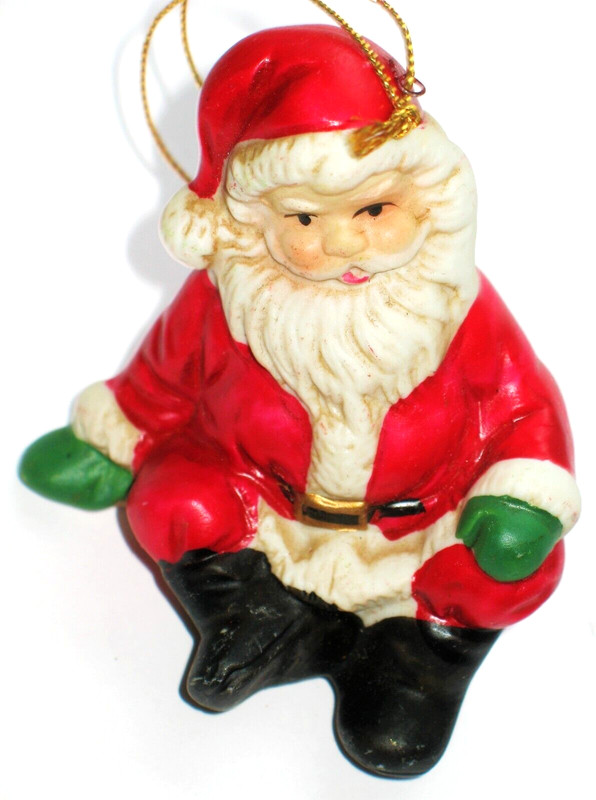 Vintage Light Up Porcelain SANTA CLAUS Christmas ORNAMENT Decoration Figurine