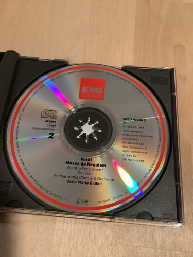 Verdi REQUIEM Quattro Pezzi Sacri 2 CD Set GIULINI Philharmonia EMI Discs MINT - Picture 7 of 16