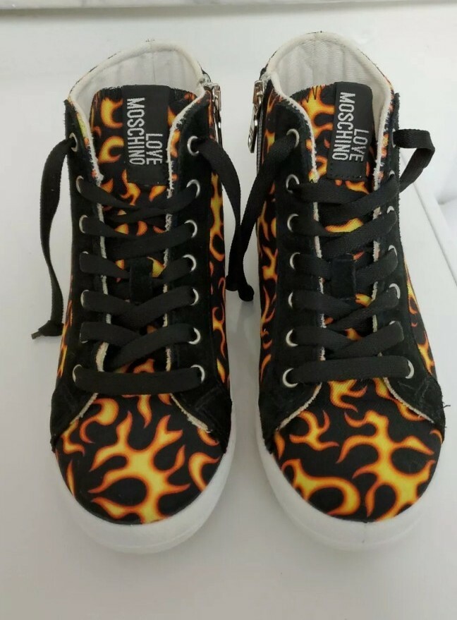 love moschino sneakers With Flames SZ 6 / 36 | eBay