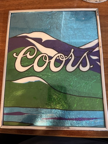 Vintage Coors Blue Green & Purple Foil Framed Artwork 10"x 8"