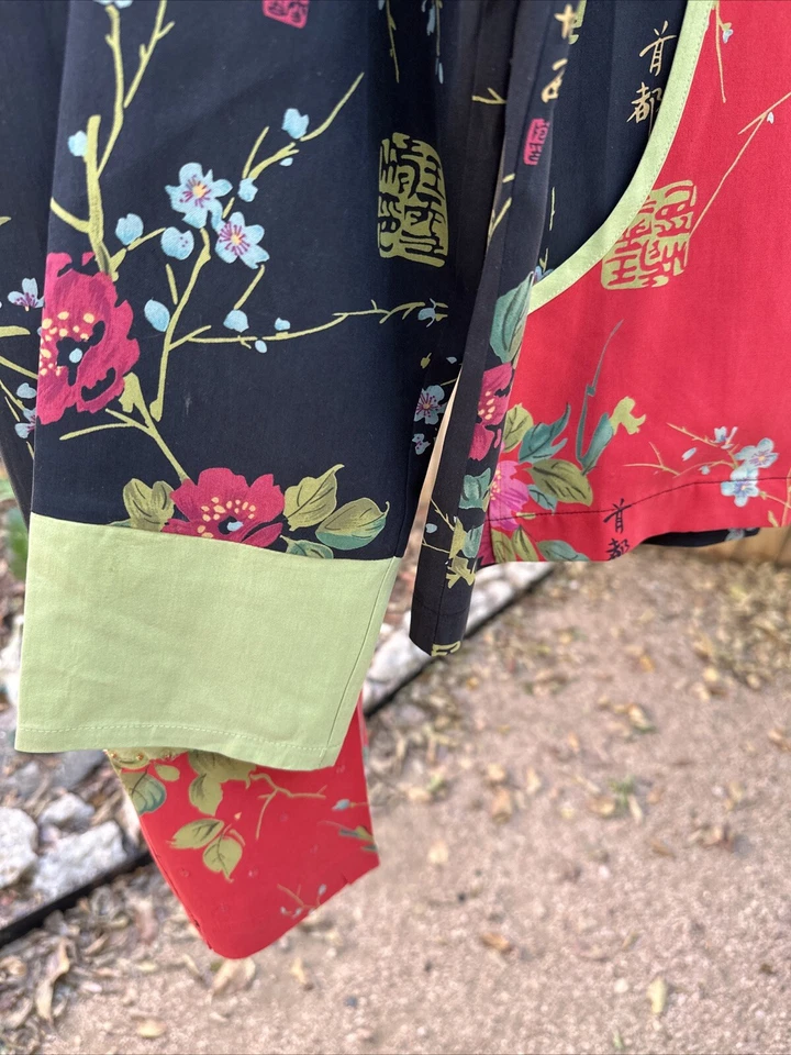 Anne Carson Vintage Oriental Pant Suit Full Zipper Jacket Hoodie Size M Silk - Image 4 of 4