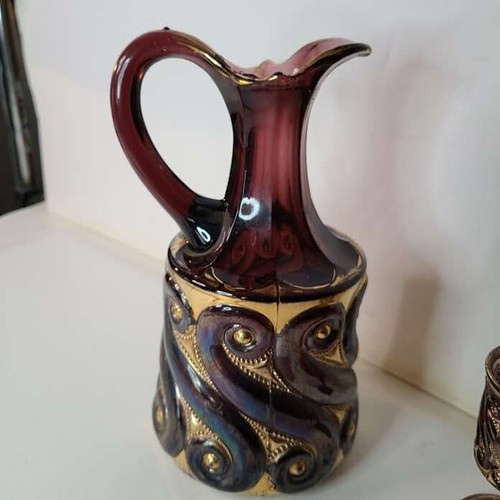 Jarra de vidrio arte amatista victoriano S repetición Dugan C 1900 y una cordial - Imagen 10 de 16