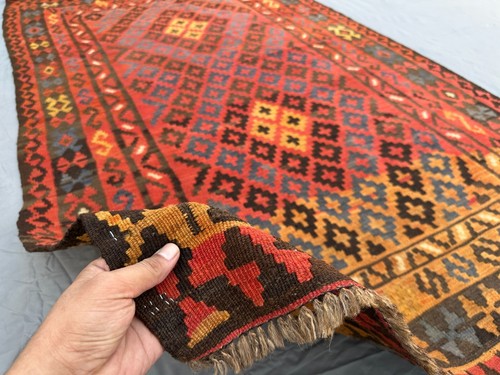 Afghan Ghalmori Kelim Teppich | Vintage Flachgewebe Handarbeit Wollteppich 4,9x7,8 ft - Bild 10 von 12