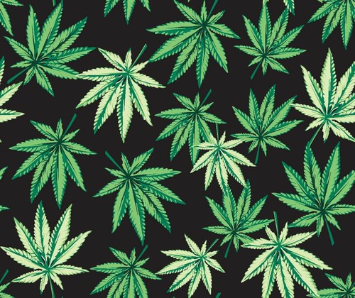 Marijuana Print Home Decor Fabric Cotton 57" Wide Cannibus Leaf Green Yellow - Picture 2 of 11