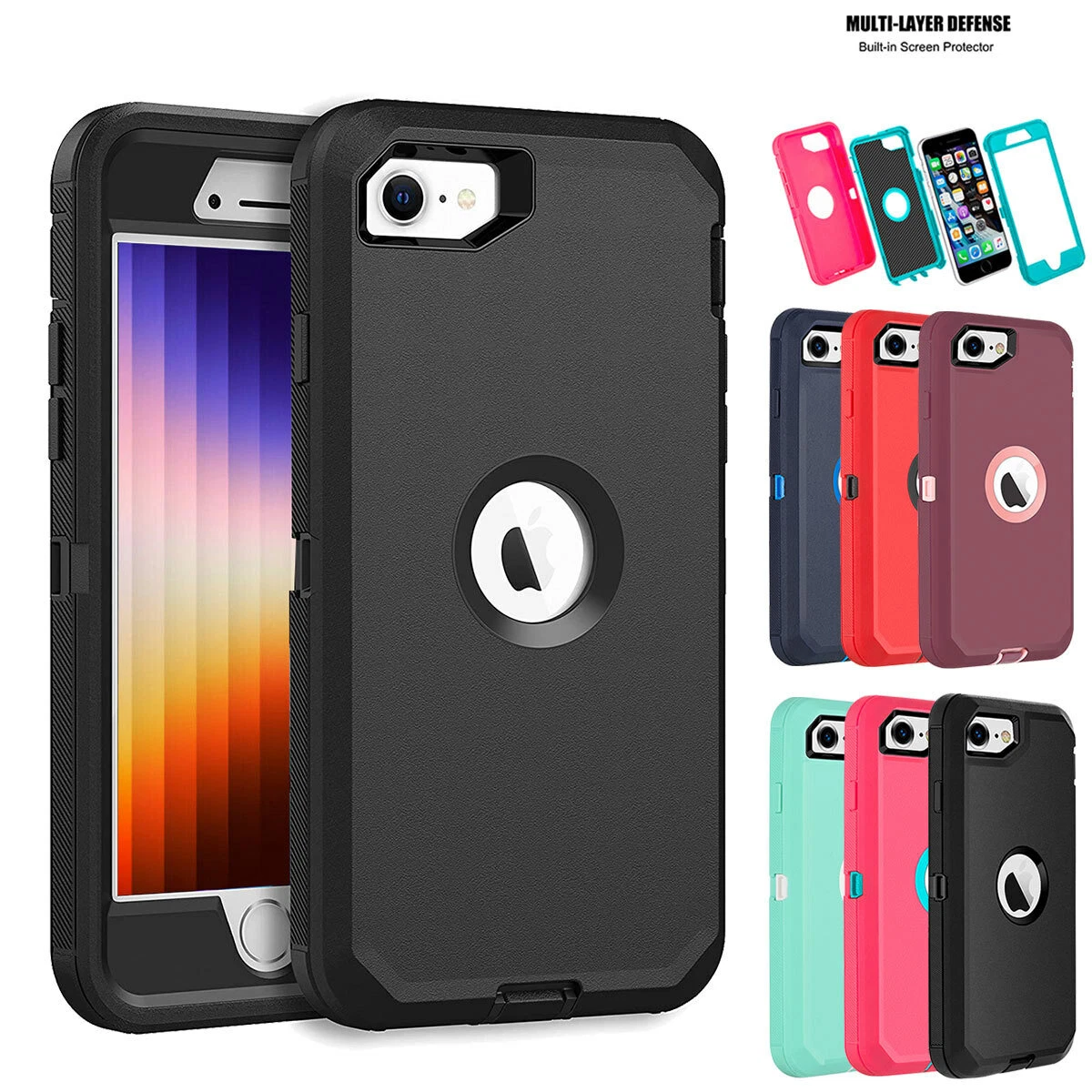 For iPhone SE 2022/SE 2020/8/7 Case Shockproof Heavy Duty Full Protective  Cover