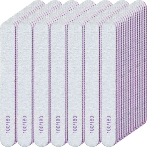 200 Pcs Nail Files 100/180 Grit Double Sides Emery Boards Reusable Nail Files...