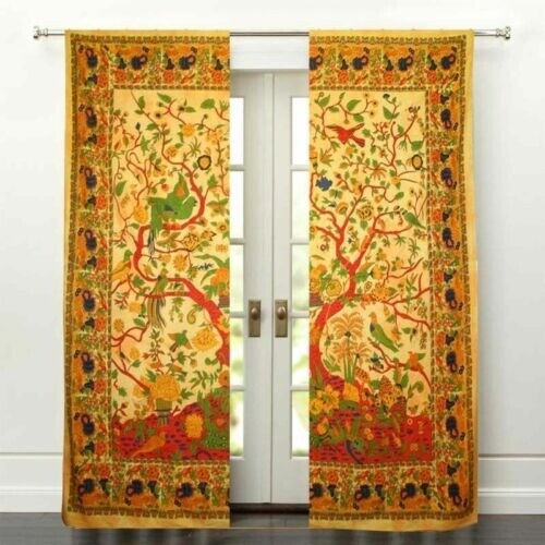 Beautiful Indian Bohemian Psychedelic Hippie Burning Sun Window Curtain - Picture 28 of 28