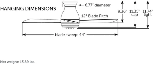 Hugh 44" Indoor/Outdoor Ceiling Fan with LED Light - Brushed Nickel Finish - Picture 7 of 8