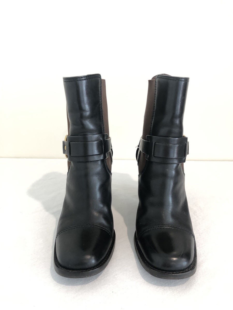 See by Chloe Alexis Bootie Black Leather Ankle Boots Square