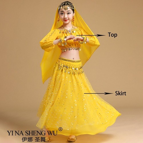 Child Belly Dance Indian Dance Costume Set Outfit Belly Dance Clothes Sets - Bild 27 von 32