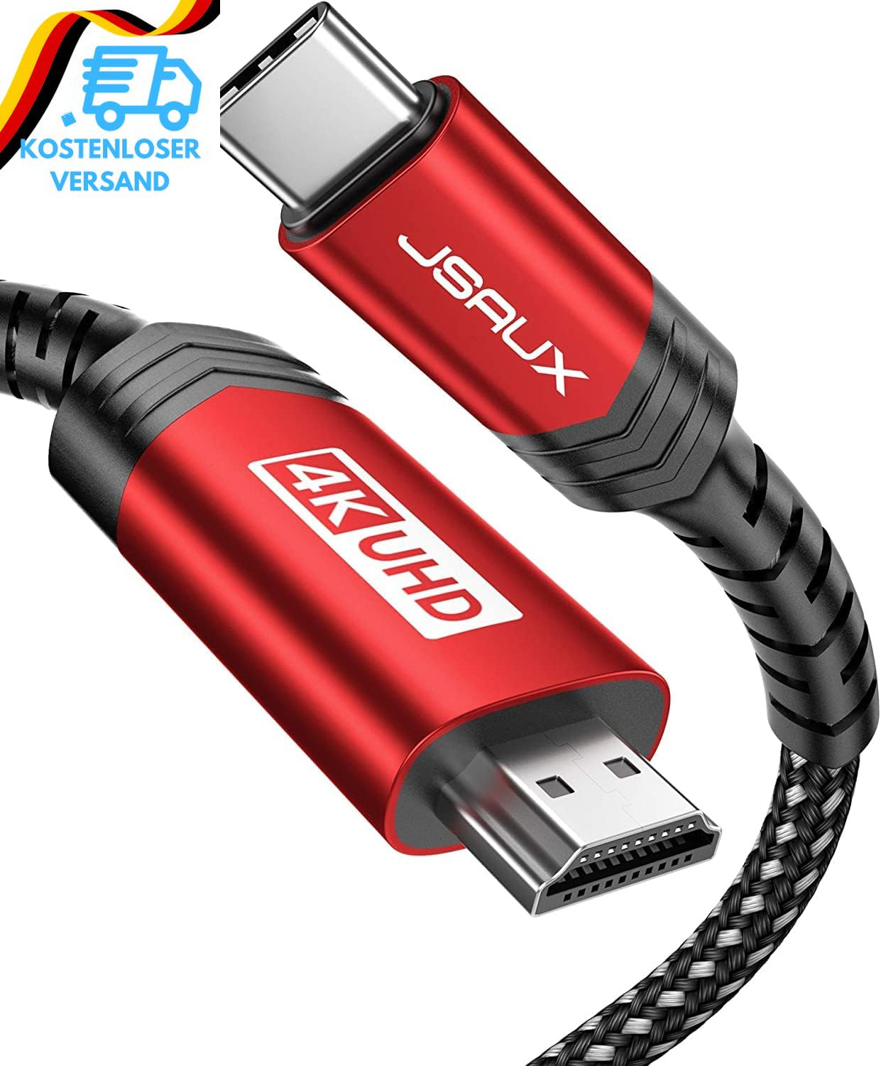 JSAUX USB-C Auf HDMI Kabel 3M [4K60Hz], USB Typ C Zu HDMI Kabel [Thunderbolt 3]
