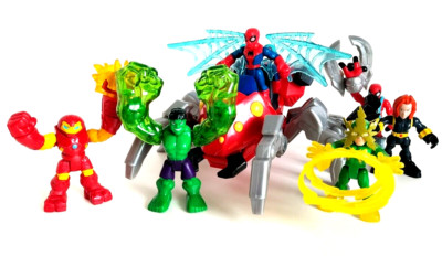 Marvel Figurenset Super Hero Adventures Power Up Figuren X6 & Spider Bot Set