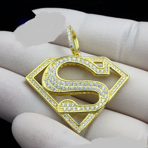 2 CT VVS1 Diamond Superman Logo Pendant 