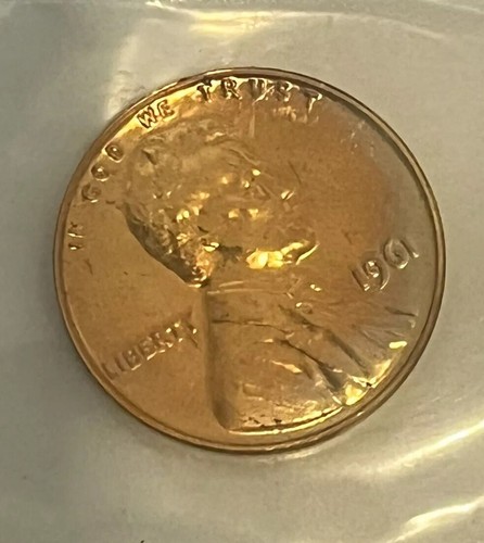 1961 natürlich getönter Lincoln Penny Lot Edelstein PP in Zellophan mit Stahlcent - Bild 1 von 11