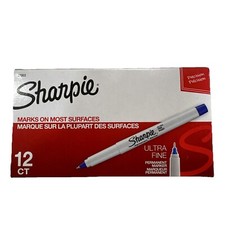 Sharpie Permanent Markers Ultra Fine Point Blue Dozen 37003