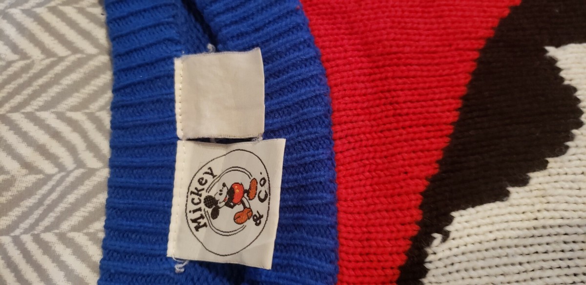 Mickey Mouse Vintage Knit Colorblock Wool Sweater 80's Blue