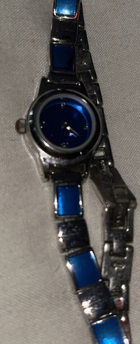 Vintage Advance White Stage Wrist Watch With Blue Stones Clasp Clip Closure - Picture 2 of 8
