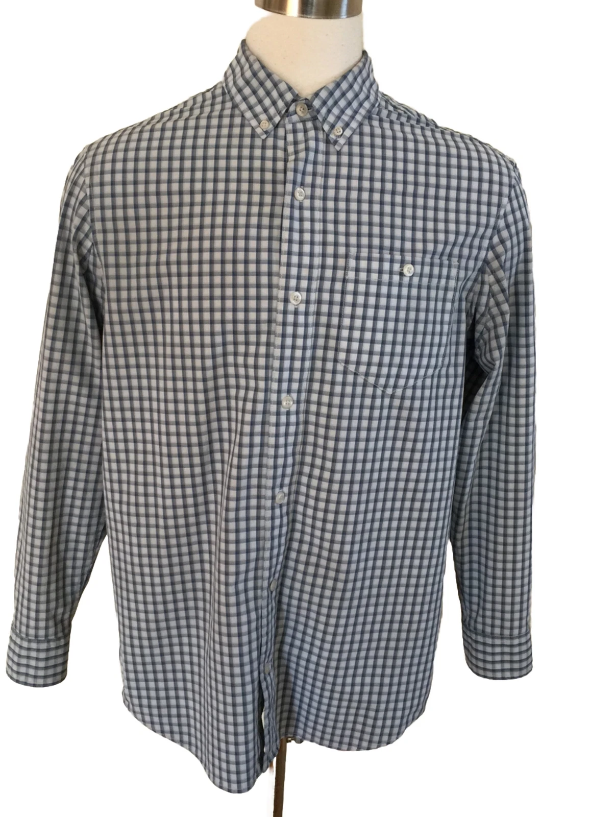 Duluth Trading Shirt Men L/S Long Sleeve Plaid Pocket 23103 L SkyHiker -C Detail