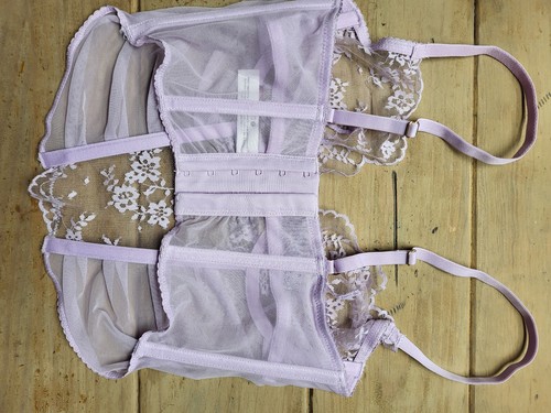 NWT 2pc Adore Me Sz S 32D Lavendar Floral Bustier Bra Top/ Panty Set - Picture 4 of 6