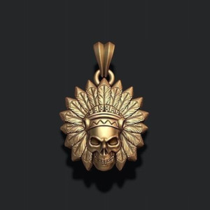 Authentic Native American skull Pendants, Native American skull Necklace, Gold