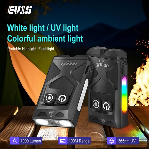 High Light UV EDC wiederaufladbare LED Schlüsselanhänger Taschenlampe IPX65 Stromausfall Einsatz - Bild 5 von 20