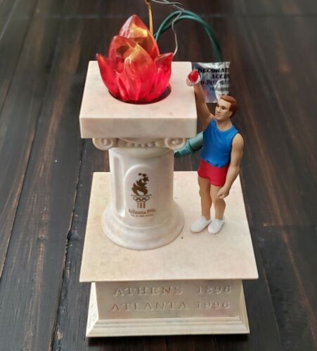 1996 Atlanta Olympics Lighting The Flame Musical Ornament Column Hallmark Tested - Picture 1 of 8