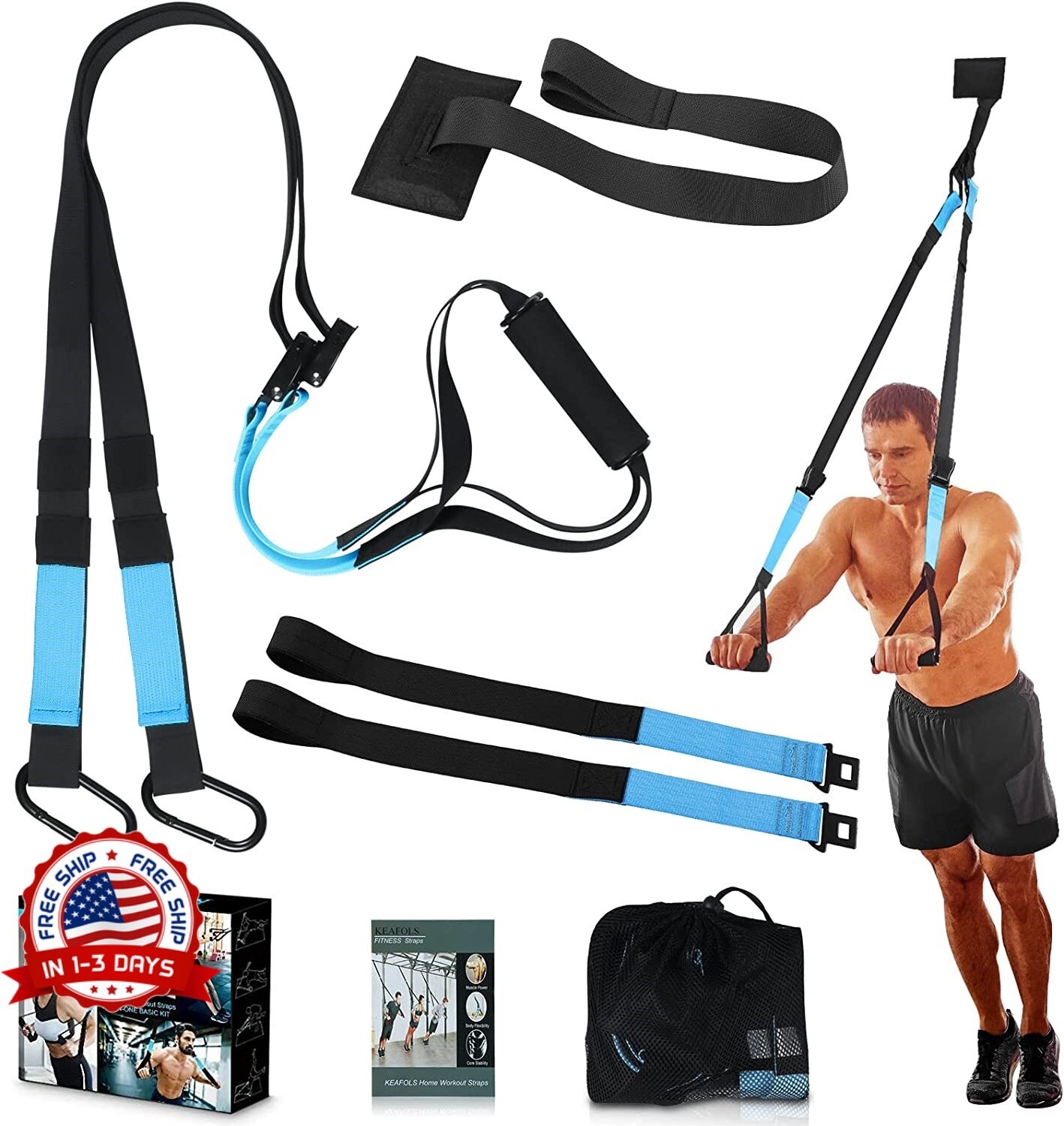 Kit de arneses para entrenamiento corporal en suspensión para gimnasio en casa