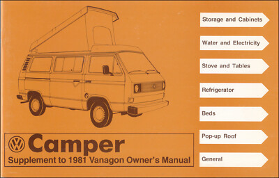1981 VW Vanagon Camper Owners Manuell NOS Original Volkswagen Van Campmobile