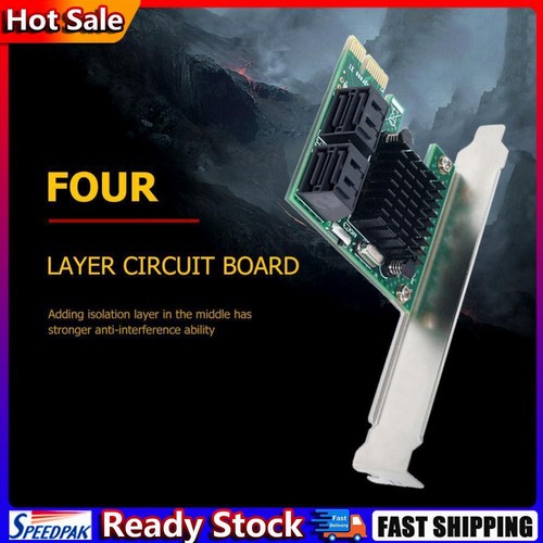 1X to SATA3.0 4 Port Riser PCI-E X1/X4/X8/X16 Expansion Adapter Card 6Gbps Hot