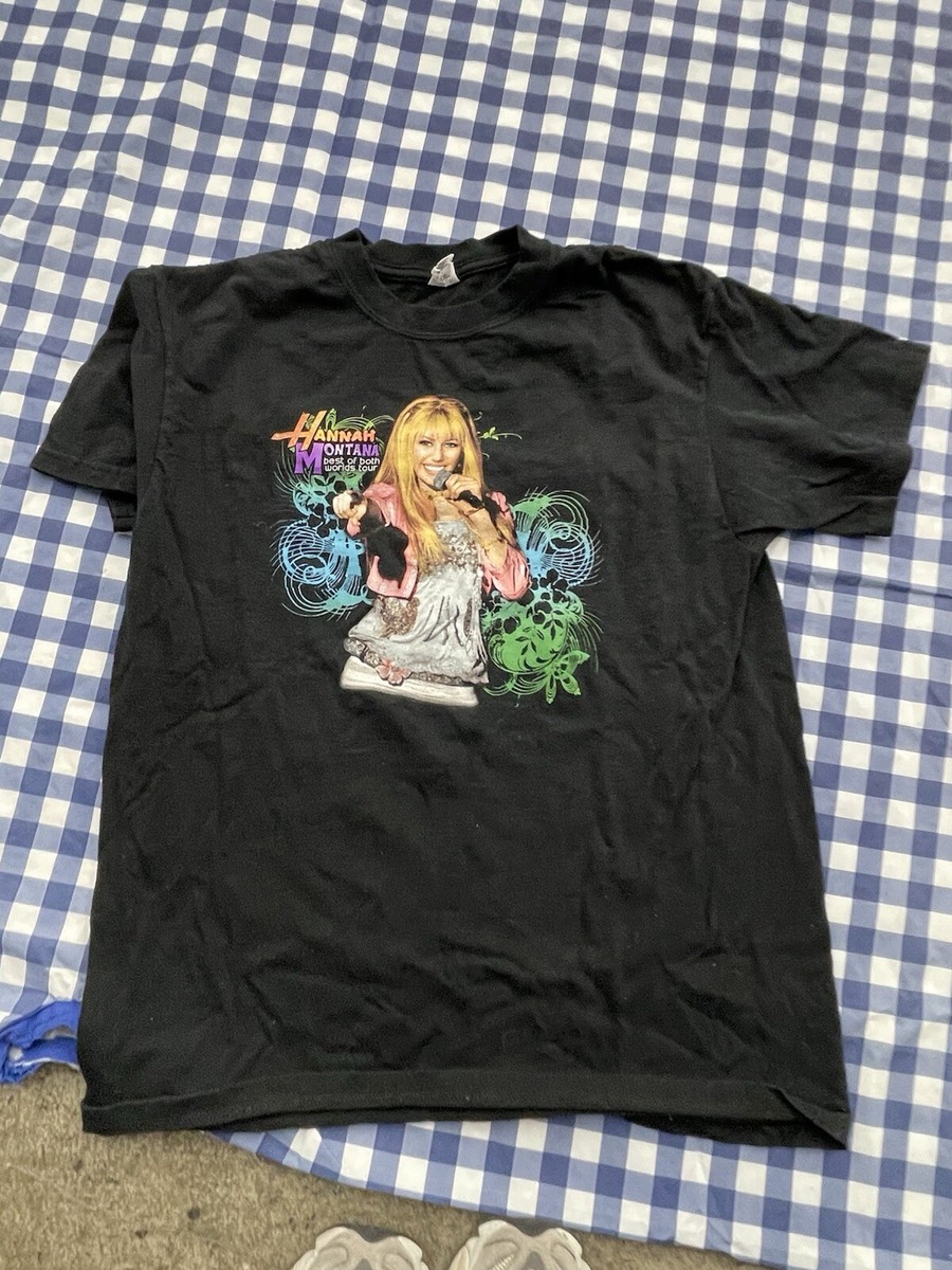 Hannah Montana Shirt Adult L Black Best Of Both Worlds Tour