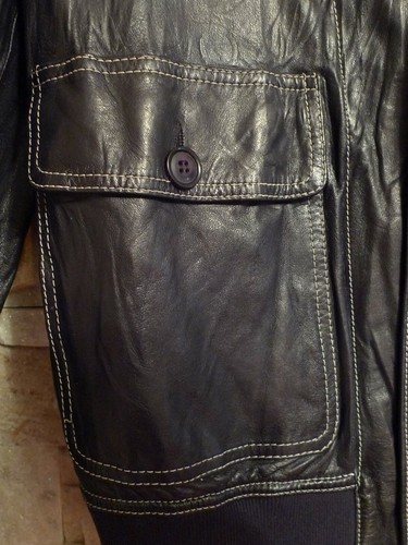 LM07 LORENZO MODA 07 MEN'S BLACK LAMBSKIN LEATHER JACKET ITALY SIZ 48 US SIZE 38 - Picture 5 of 9