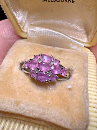 9ct Gold - Pink Stones (Tourmalines?) & Diamond Ring - QVC - Birmingham - 2005 - Picture 23 of 24